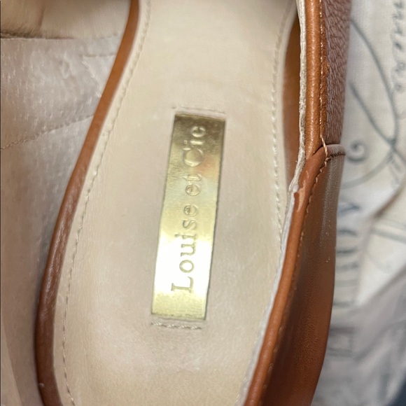 Louise et Cie Tan Leather Peep-Toe Mules with Ankle Strap - Picture 9 of 14